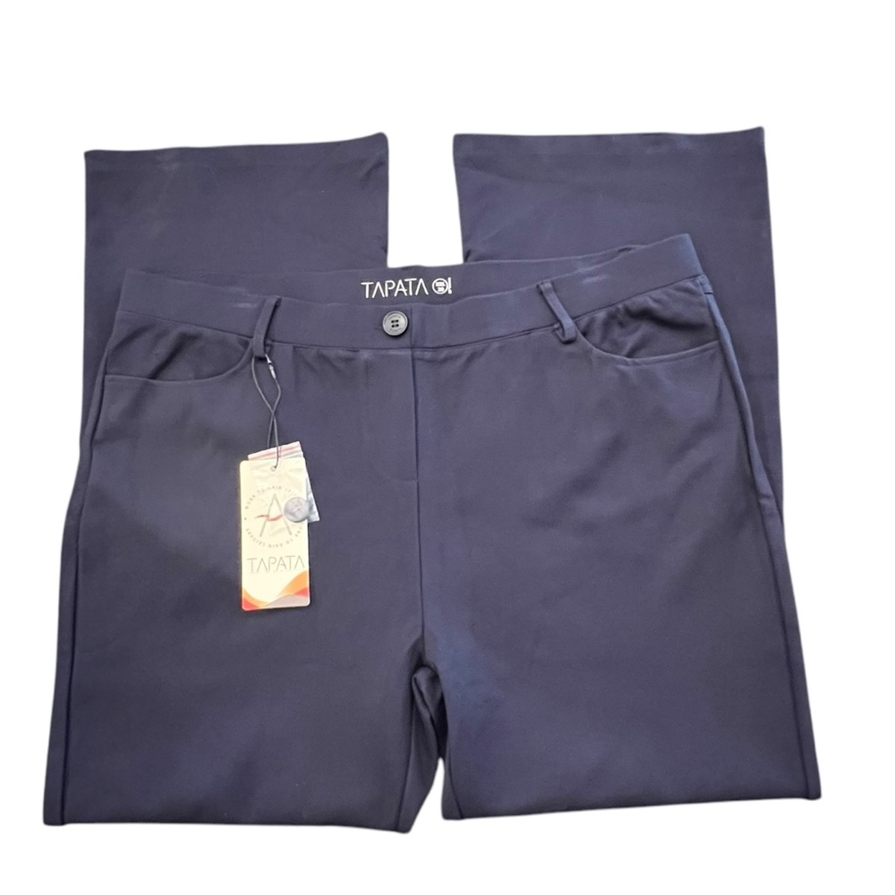 Tapata Women's Stretchy Dress Pants Pockets Navy Size XXL 20 37x27 NWT‎ Wide Leg